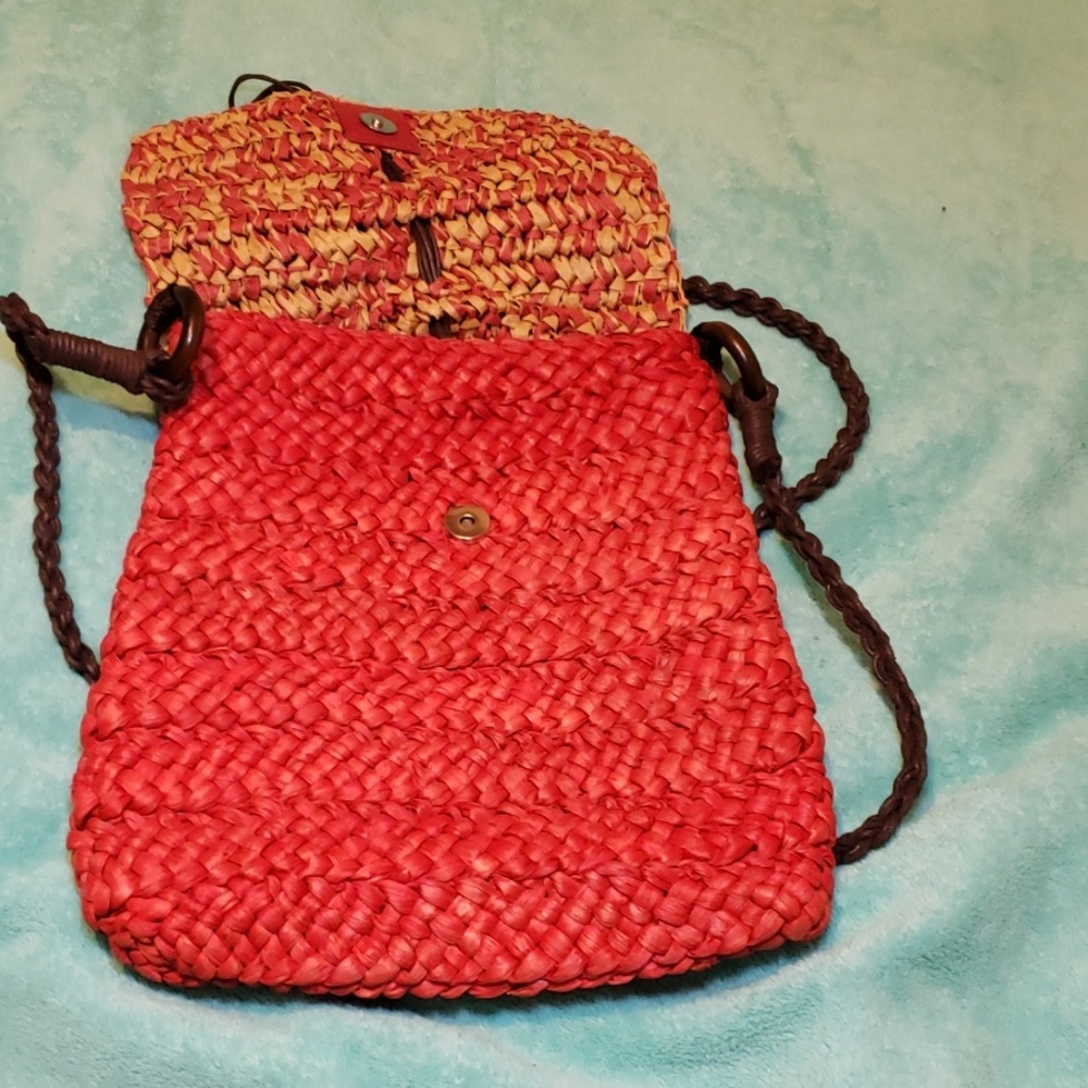 Orange straw crossbody bag